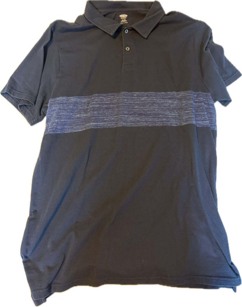 Old Navy Mens XL Tall Polo Shirt Navy Blue Chest Stripe Jersey Knit Casual
